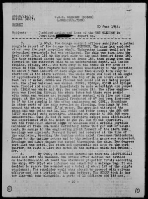 USS GLENNON > Rep On Ops During Invasion of France, 6/6-8/44, Striking of Mine on 6/8/44, Salvage Ops 6/8-10/44 & Sinking of on 6/10/44