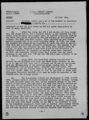 USS GLENNON > Rep On Ops During Invasion of France, 6/6-8/44, Striking of Mine on 6/8/44, Salvage Ops 6/8-10/44 & Sinking of on 6/10/44