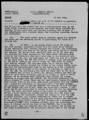 USS GLENNON > Rep On Ops During Invasion of France, 6/6-8/44, Striking of Mine on 6/8/44, Salvage Ops 6/8-10/44 & Sinking of on 6/10/44