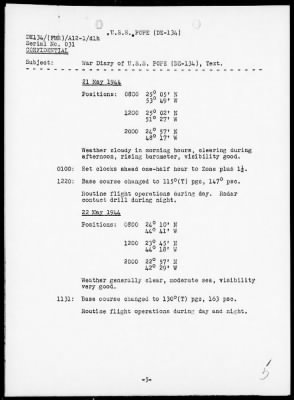 Thumbnail for USS POPE > War Diary, 5/14/44 to 6/3/44