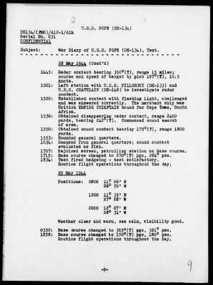 Thumbnail for USS POPE > War Diary, 5/14/44 to 6/3/44