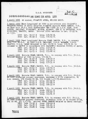 Thumbnail for USS WOODWORTH > War Diary, 4/1/44 to 5/31/44