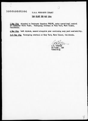 Thumbnail for USS WOODWORTH > War Diary, 4/1/44 to 5/31/44