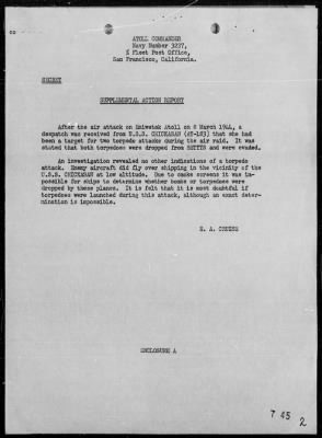 COM ENIWETOK ATOLL > Supplemental Act Rep of Air Attack by Jap Planes on Eniwetok Atoll, 3/8/44