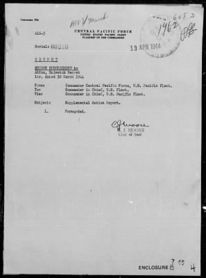 COM ENIWETOK ATOLL > Supplemental Act Rep of Air Attack by Jap Planes on Eniwetok Atoll, 3/8/44