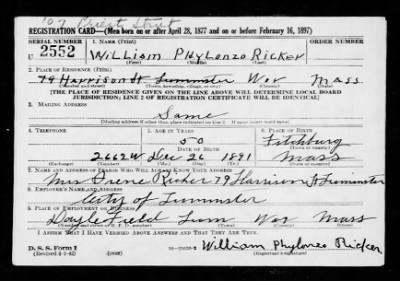 Thumbnail for William Phylenzo > Ricker, William Phylenzo (1891)