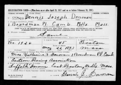 Thumbnail for Dennis Joseph > Donovan, Dennis Joseph (1893)