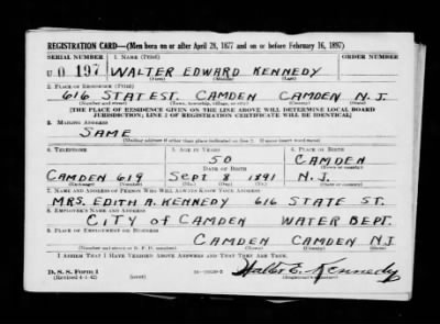 Thumbnail for Walter Edward > Kennedy, Walter Edward (1891)