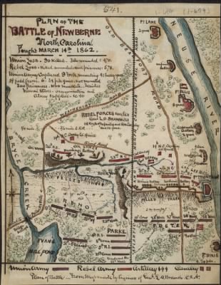 Thumbnail for New Bern, Battle of > Plan of the Battle of Newberne [!] North Carolina : fought March 14th 1862.