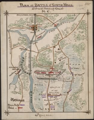 Thumbnail for South Mills, Battle of > Plan of Battle of South Mills. Dismal Swamp Canal, N.C.