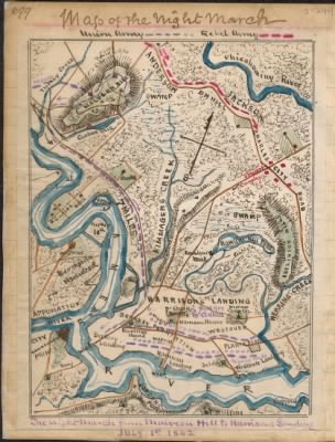 Thumbnail for Seven Days' Battles > Map of the night march [from Malvern Hill to Harrison's Landing].