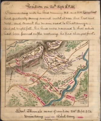 Thumbnail for Chickamauga, Battle of > Genl. Thomas' new position 20th Septr. 3 p.m..