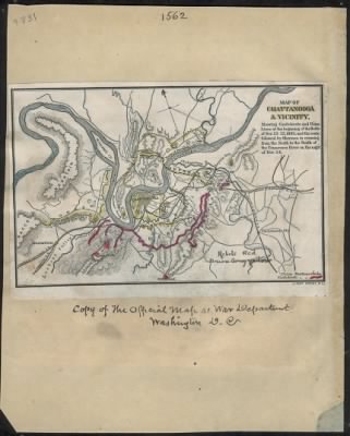 Thumbnail for Chattanooga, Battle of > Map of Chattanooga & vicinity : showing Confederate and Union lines at the beginning of the battle of Nov. 23-25, 1863, and the route followed by Sherman in crossing from the North to the South of the Tennessee River on the n