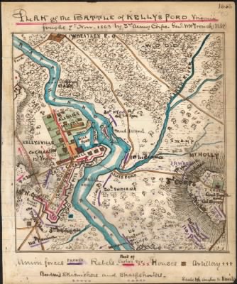 Thumbnail for Kelly's Ford, Battle of > Plan of the Battle of Kelly's Ford, Virginia : fought 7th Nov. 1863 by 3rd Army Corps Gen. W. H. French U.S.A.