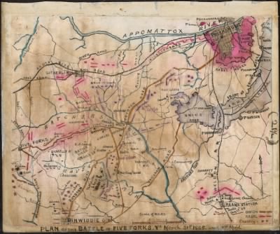 Five Forks, Battle of > Plan of the Battle of Five Forks, Va., March 31st 1865 and 1st April.