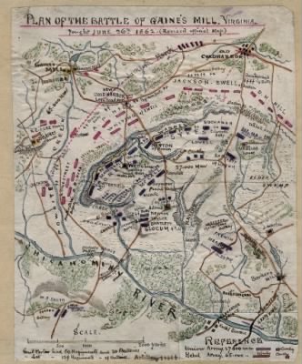 Gaines' Mill, Battle of > Plan of the Battle of Gaines' Mill, Virginia, fought June 26th 1862.