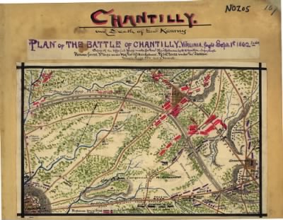 Thumbnail for Chantilly, Battle of > Plan of the battle of Chantilly, Virginia. Fought Septr. 1st 1862, 5 to 10 PM.