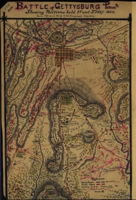 Thumbnail for Gettysburg, Battle of > Battle of Gettysburg, Penna.. Showing positions held 1st and 3rd July 1863.