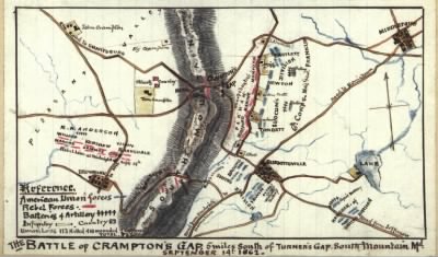 Thumbnail for Crampton's Gap, Battle of > The Battle of Crampton's Gap : 5 miles south of Turner's Gap, South Mountain, Md. September 14th 1862.