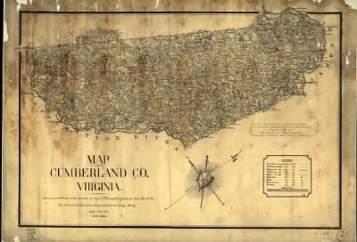 Thumbnail for Cumberland County > Map of Cumberland Co., Virginia : surveyed and drawn under direction of Capt. A.H. Campbell Chf. Topogl. Dept. Div. No. Va. by Charles E. Cassell Lieut. Engrs. P.A.C.S. Commdg. Party. July 5, 1864.