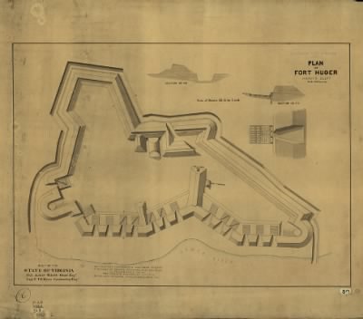 Thumbnail for Fort Huger > Plan of Fort Huger, Hardy's Bluff : built by the State of Virginia. Col. Andrew Talcott, State Engr. Capt. E.T.D. Myers, Constructing Engr.