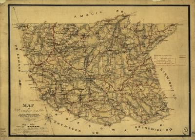 Nottoway County > Map of Nottoway Co., Va. Surveyed under the direction of A.H. Campbell, Capt. Eng'rs. P.A.C.S. in ch'ge of Top'l Dep't D.N. Va. by H.M. Graves, Ass't Eng'r. 1864.