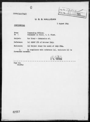 USS HALLIGAN > War Diary, 7/1-31/44