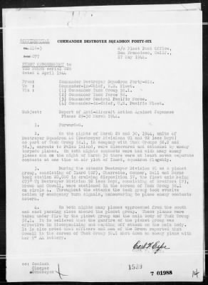 COMTASKFOR 58 > Rep, of AA Act Against Jap Planes on 3/29-30/44 off Palau Islands