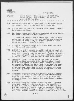 Thumbnail for USS LANG > Report of Anti-Shipping Sweep of Guam-Rota, 28 & 29 June 1944 and Heckling Fire on Guam Is, Marianas on night of 6/29/44