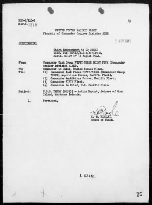 Thumbnail for USS TERRY > Report of Operations, 7/21/44 to 8/10/44 - Invasion and Occupation of Guam Island, Marianas