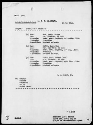 Thumbnail for USS HUDSON > Report of Air Attack by Japanese Aircraft on 6/19/44 West of Tinian Island, Marianas