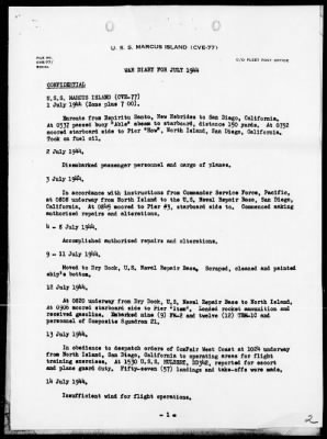 USS MARCUS ISLAND > War Diary, 7/1-31/44