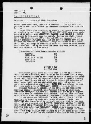 COMTRANSDIV 6 > Rep of Operations, period 7/17-25/44 - Landings on Guam Island, Marianas