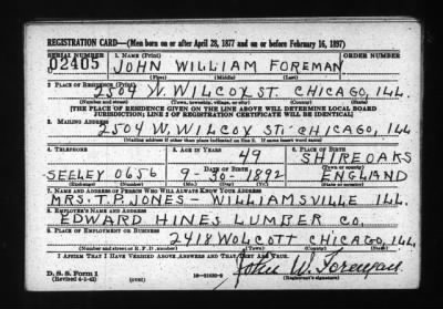 Thumbnail for John William > Foreman, John William (1892)