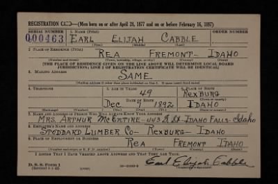 Earl Elijah > Cabble, Earl Elijah (1892)