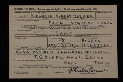 Charlie Robert > Brewer, Charlie Robert (1896)