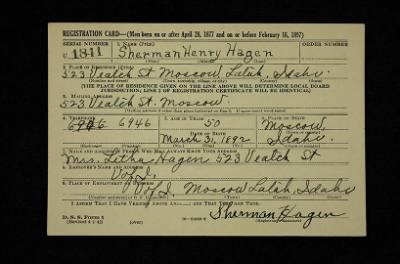 Sherman Henry > Hagen, Sherman Henry (1892)