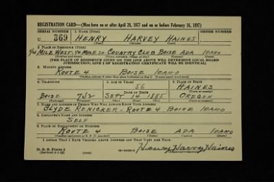 Henry Harvey > Haines, Henry Harvey (1885)