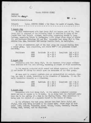 USS HOUSTON > War Diary, 8/1-31/44