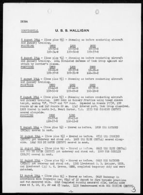 USS HALLIGAN > War Diary, 8/1-31/44