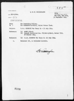 USS MISSOURI > War Diary, 7/24/44 to 8/31/44