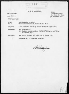 USS MISSOURI > War Diary, 7/24/44 to 8/31/44