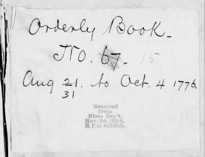 Orderly Books > 15 - Orderly Books. Aug 31, 1776-Oct 4, 1776