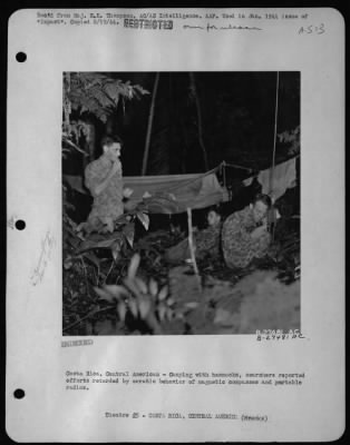 Thumbnail for General > Costa Rica, Central America - Camping with hammocks, searchers reported efforts retarded by erratic behavior of magnetic compasses and portable radios.