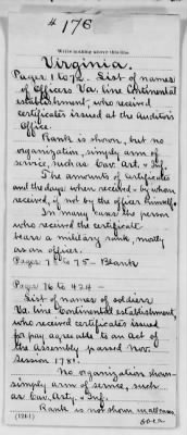 Thumbnail for Miscellaneous Volumes > 176 - Record of Pay and Service of Officers and Men of Virginia, New York, and Georgia. 1775-1856