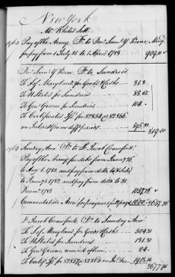 Thumbnail for Miscellaneous Volumes > 142 - Record of Disbursements, Paymaster General's Office, New York. 1788