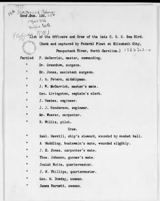 NA - Complements, rolls, lists of persons serving in or with vessels or stations > C.S.S. New Orleans-Yorktown