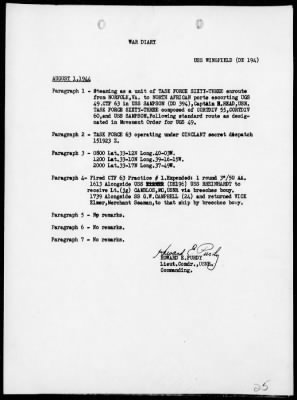 USS WINGFIELD > War Diary, 7/1/44 to 8/31/44