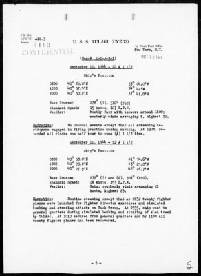 USS TULAGI > War Diary, 9/1-30/44