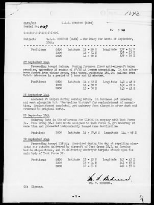 USS HOUSTON > War Diary, 9/1-30/44